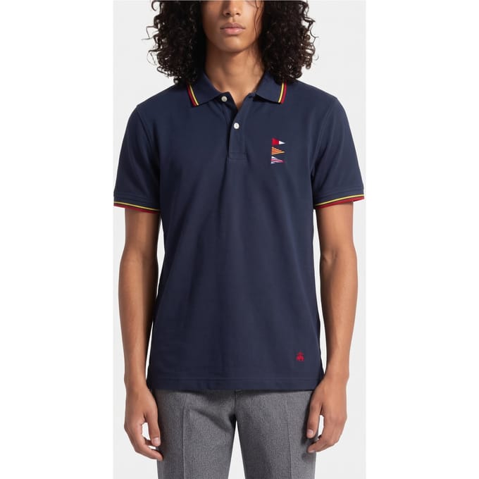 Brooks Brothers Pique Polo Navy Multi Maat: S | Poloshirts Outlet | Heren | Blauw
