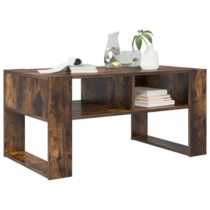 vidaXL - Salontafel - Gerookt - eiken - 92 - x - 53 - x - 45 - cm - Bewerkt - hout