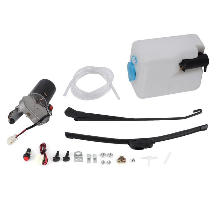 Elektrische Ruitenwisser Montagekit Motor Wisblad Arm Watersproeier Pot Slang voor UTV ATV white