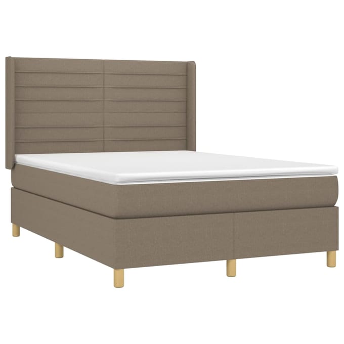 vidaXL - Boxspring - met - matras - stof - taupe - 140x190 - cm