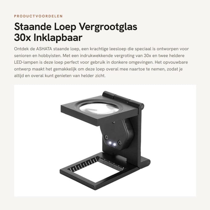 Dailygoods- Vergrootglas 30x - Opvouwbaar - Draagbaar - Handloep met