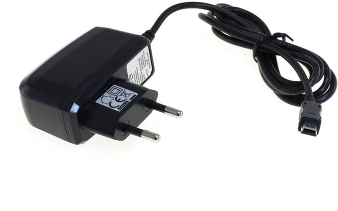 USB Mini B thuislader met vaste kabel - 2A / zwart - 1,1 meter