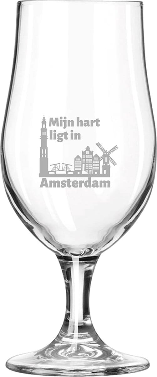 Gegraveerde bierglas op voet 49cl Amsterdam