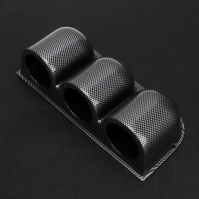 52mm2in 3?Gaten Drievoudige Meterhouder Houder Koolstofvezel Stijl Auto Auto Dashboard Meter Pod black