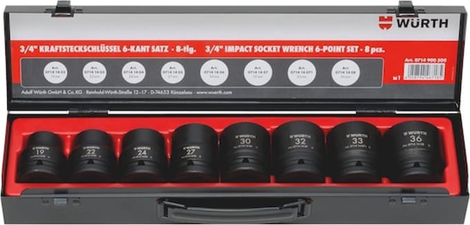 Wurth - 3/4 inch krachtdopsleutel set 8-delig - 3/4 inch krachtdopsleutel set 8-delig x 1 st