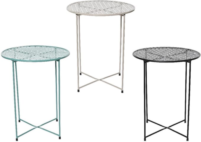 Decoris bijzettafel ijzer binnen grijs multicolor design 48cm.