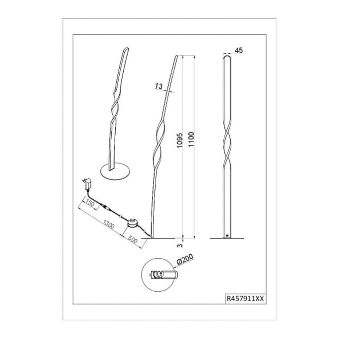 Reality Leuchten LED vloerlamp Ginko, wit mat, metaal, hoogte 110 cm