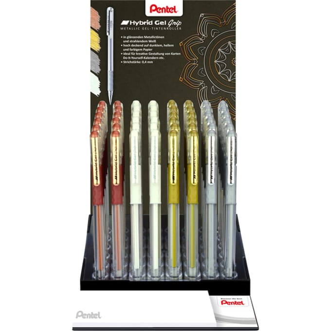 Gelschrijver Pentel K118 Grip medium assorti 4 kleuren