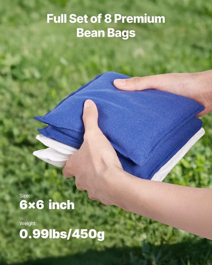 Ensemble Cornhole 3x2 pieds Jeu de lancer de sacs de maïs portable Plateau en aluminium 8 sacs de haricots