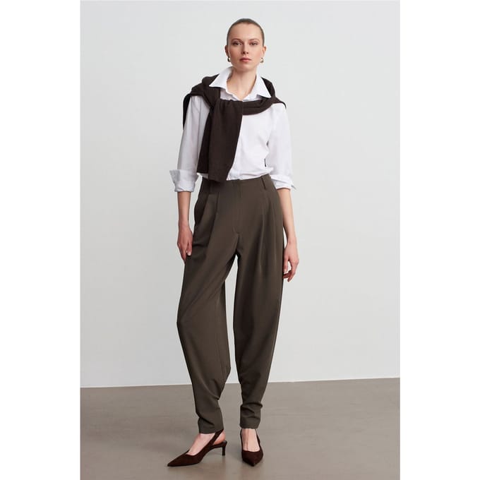 Dames Hoge Taille Wijde Pijpen Crepe Broek