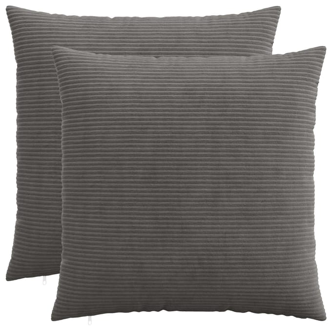 vidaXL - Kussensloop - 2 - pcs - HEERLEN - Donkergrijs - 80 - x - 80 - cm - corduroy