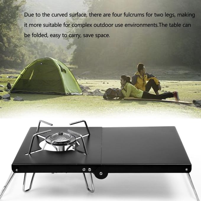 Opvouwbare Kooktoestellen Tafelbranders Beugel Aluminiumlegering Geïsoleerde Tafel Opvouwbaar Hittebeschermschild Fornuis zwart