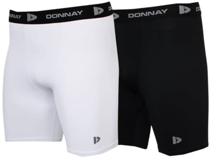 2-Pack Donnay - Compressie Short - Thermo/Sportshort (15cm) - Heren - White/Black (997) - maat S
