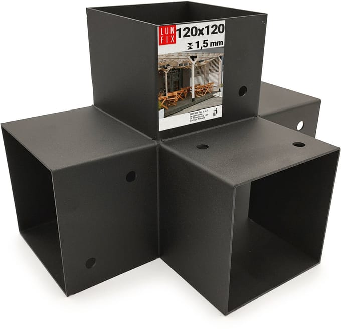 LUN FIX - Postverbinder - 90° - 122x266x326x2 - Eckverbinder - Balkenverbinder