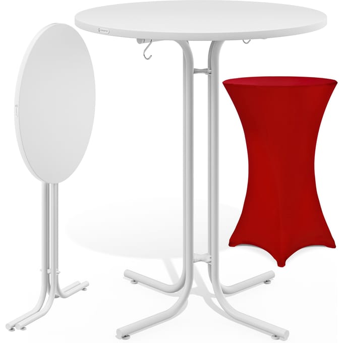 Statafel Wit 110x80cm + statafelhoes Rood Ø80cm