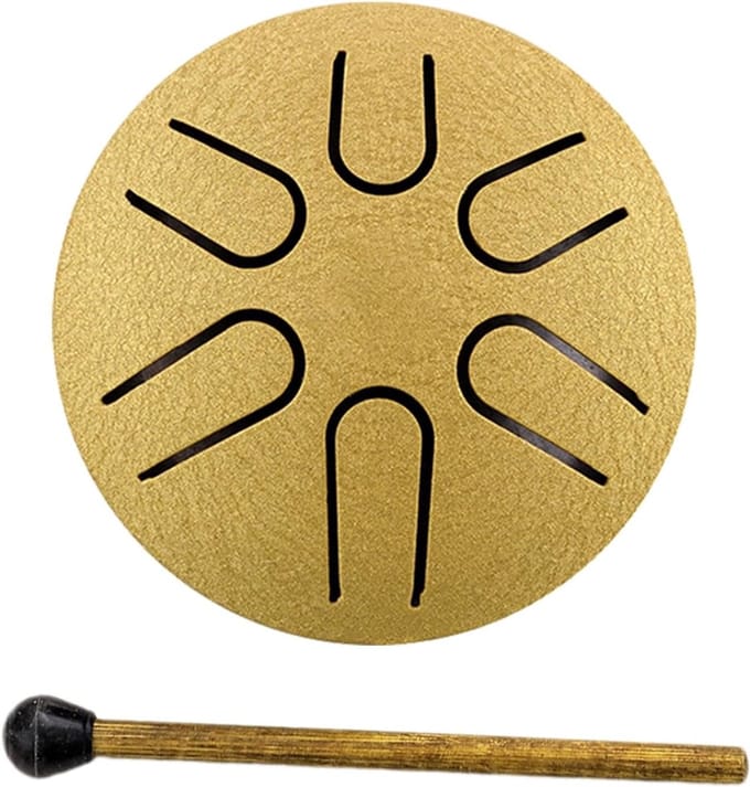 Regentrommel - Stalen tongtrommel - Muziek Ontspanning - Compact Formaat - 3 Inch - Goud