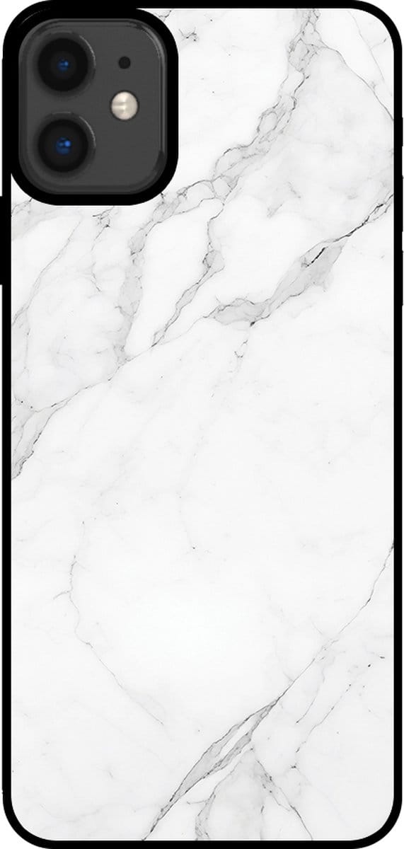 Smartphonica Telefoonhoesje voor iPhone 11 met marmer opdruk - TPU backcover case marble design - Wit geschikt voor iPhone 11