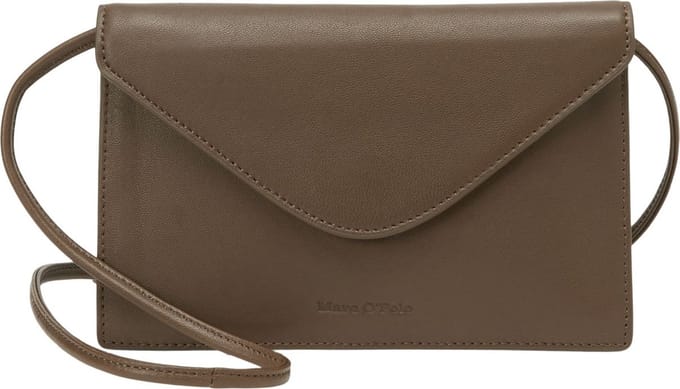 Marc O'Polo Leren Schoudertas Caia Crossbody Bag Dark Walnut Donkerbruin