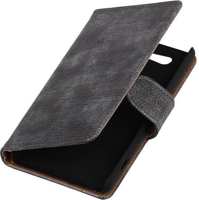 Hagedis Bookstyle Wallet Case Hoesje Geschikt voor Sony Xperia Z4 Compact Grijs