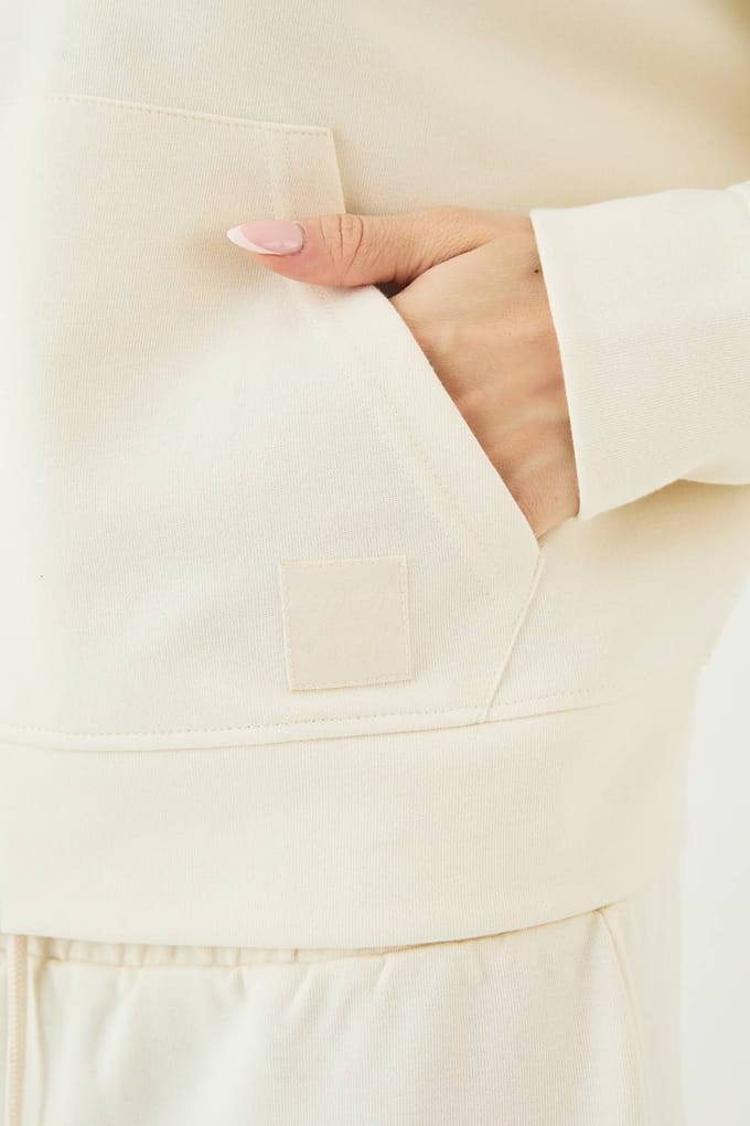 Dames DSGN Studio Interlock Trechter Hals Doorritsbomber | Cream | Maat: XL