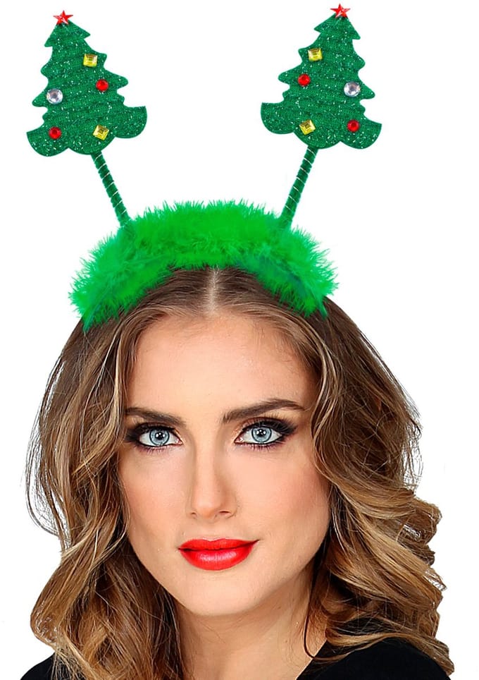 Haarband kerstbomen met pluche