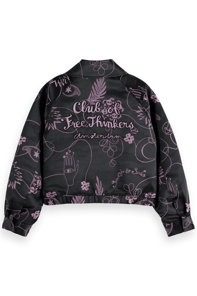 Scotch & Soda Jacquard Bomber Jacket Free Mind Jacquard Maat: XS | Jassen Outlet | Dames | Zwart