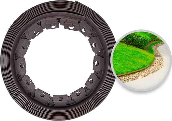 Rubbermagazijn - Borderrand bruin - 10 meter - Hoogte 5cm - Met 20 grondpennen
