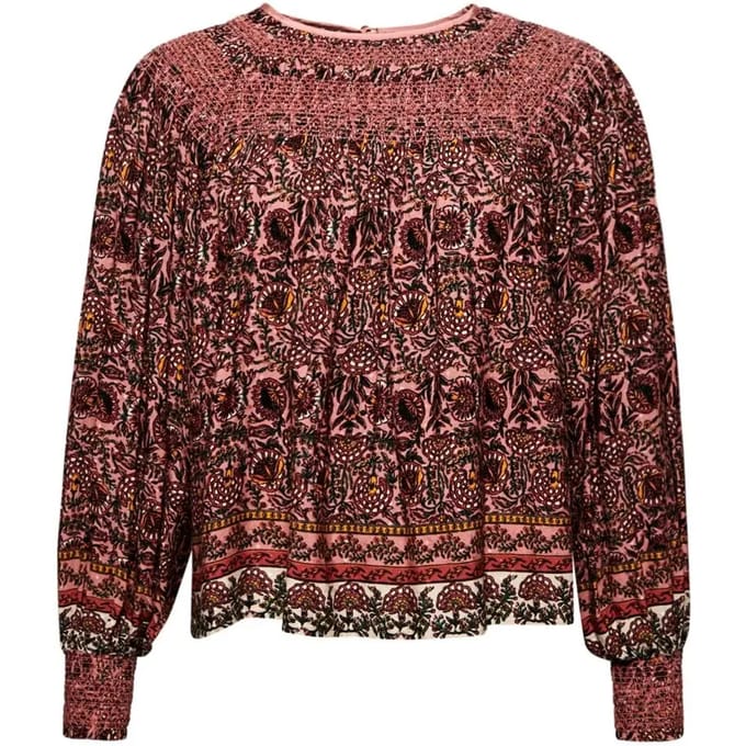Superdry - Geweven top met smokwerk en print - Dames - Tops
