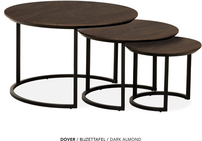 Maxfurn - Set van 3 ronde salontafel | kleur: Dark almond