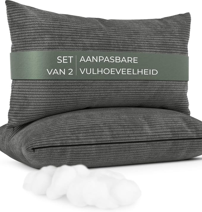 Fluffy Corduroy Sofa Kussens, Set van 2 - Verstelbare Dikte en Zachte Hoes
