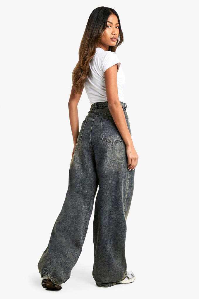 boohoo Dames De Straight Leg Denim Jeans | Vintage Blauw | Maat: 14/32L