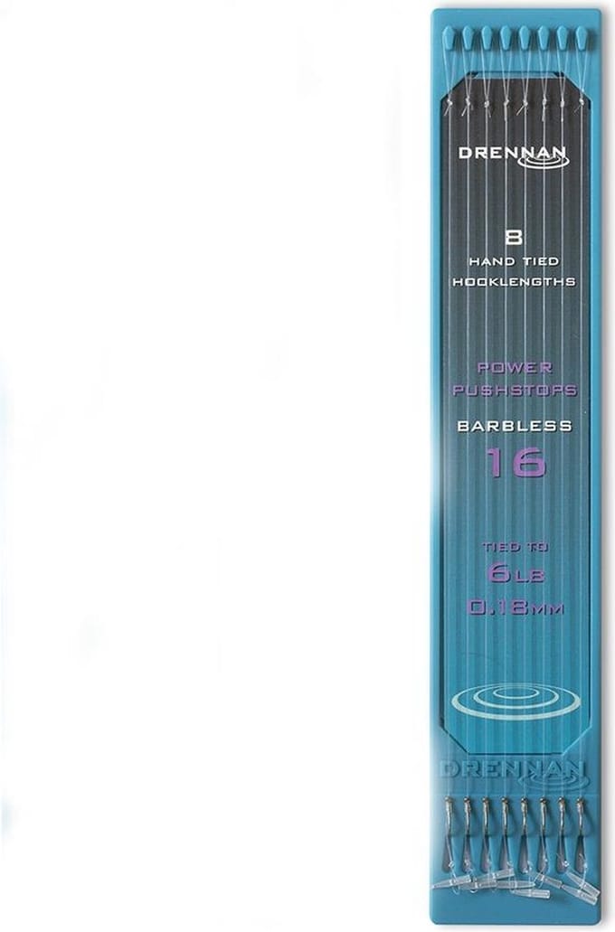 Drennan Onderlijnen Power Pushstops Barbless (15cm) - Maat : haak 16 - 0.18mm