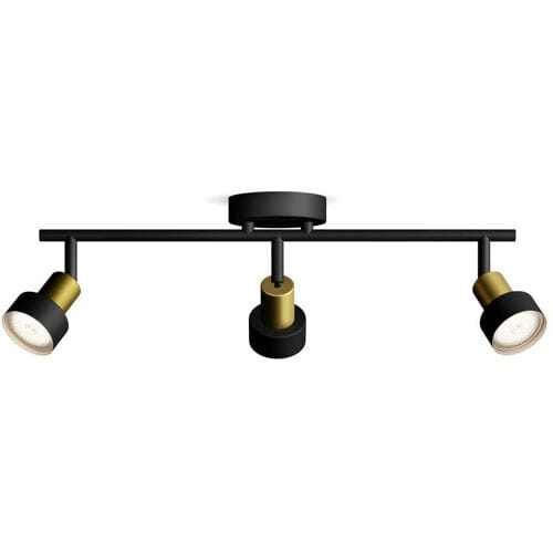 Philips Conduit Spot - Plafondspot met drie lichtpunten - Zwart met goud design - GU10 LED fitting
