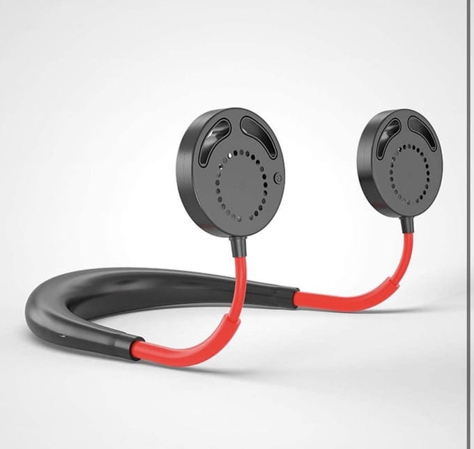 Bladloze ventilator - Krachtige USB Draagbare Ventilator | Mini ventilator | Tafel Ventilator | Draagbare Fan | Nek Fan | Nek Ventilator | Zwart/Rood