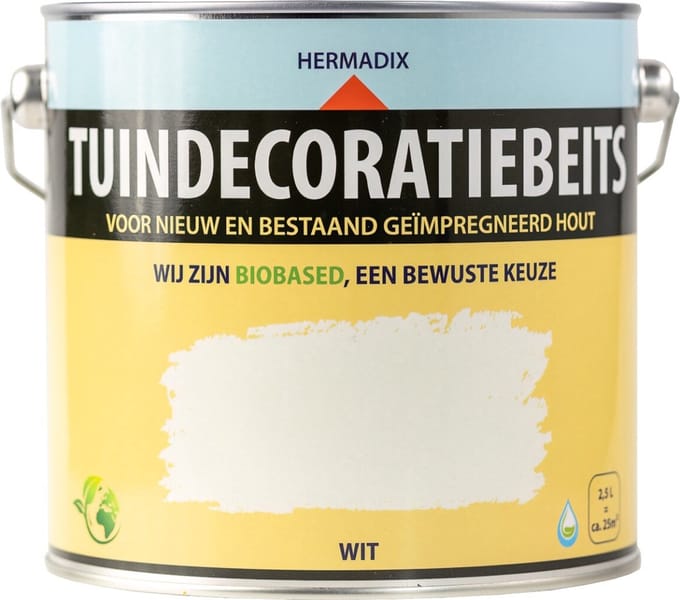 Hermadix tuindecoratiebeits dekkend wit - 2,5 liter