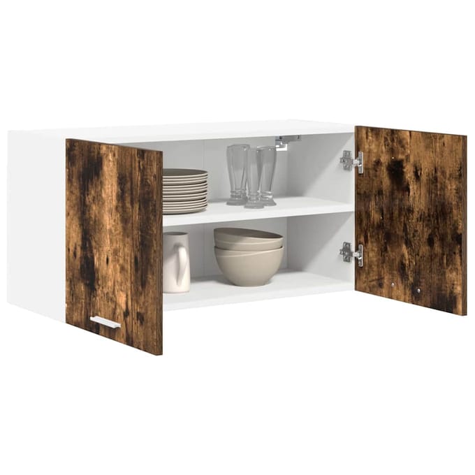 vidaXL - Hangkast - Gerookt - eiken - 80 - x - 31 - x - 40 - cm - Bewerkt - hout