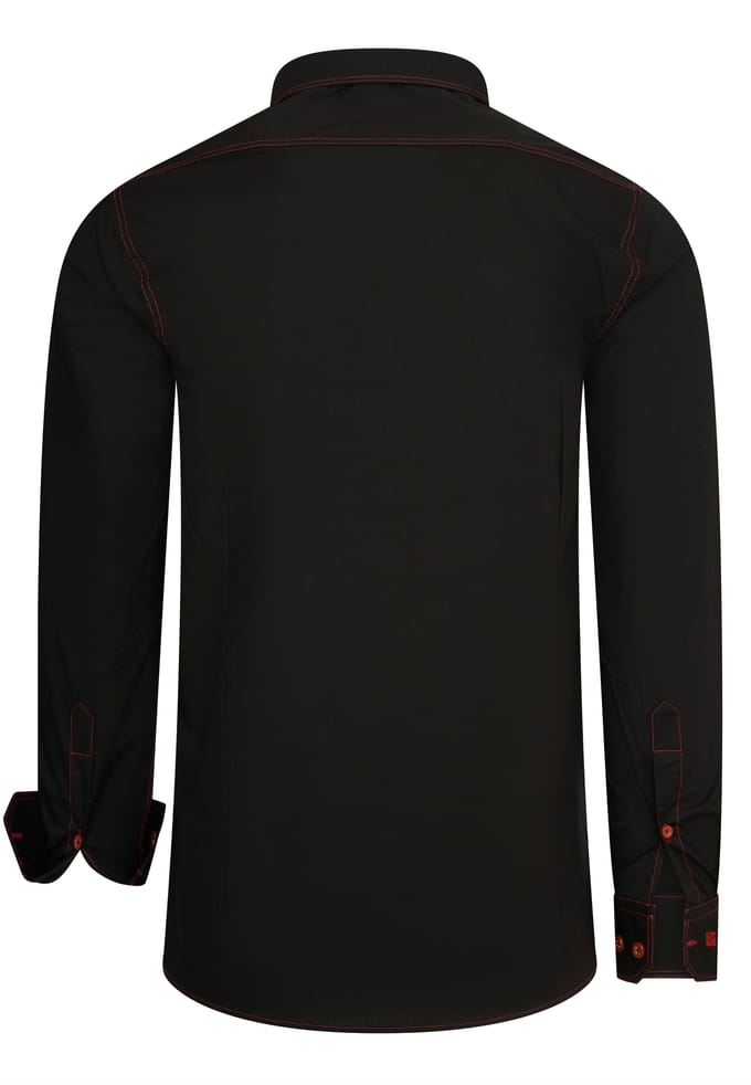 Slim fit overhemd met lange mouwen en contrasterende stiksels