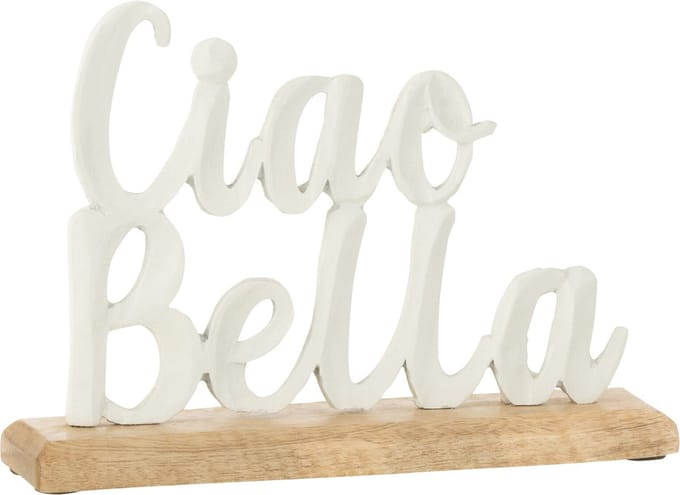 J-Line decoratie Ciao Bella Op Voet - aluminium - wit - small
