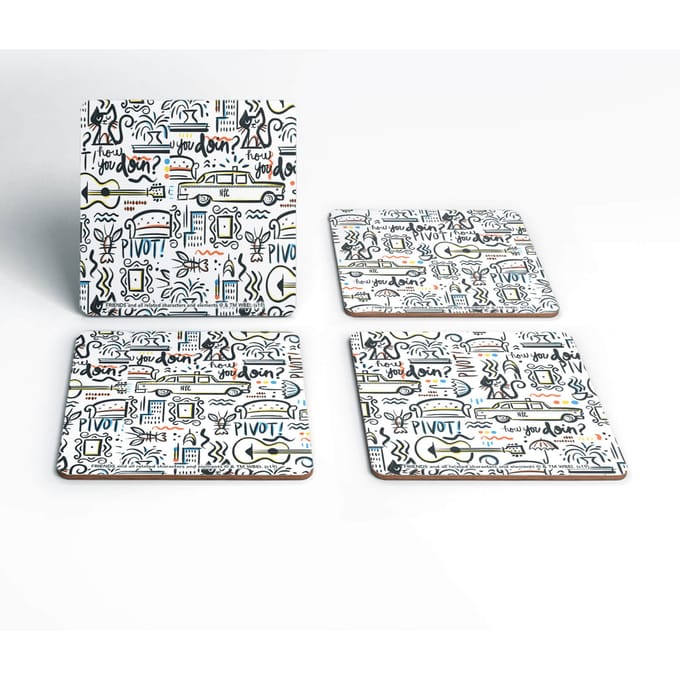 Friends Pattern Square Coaster Set