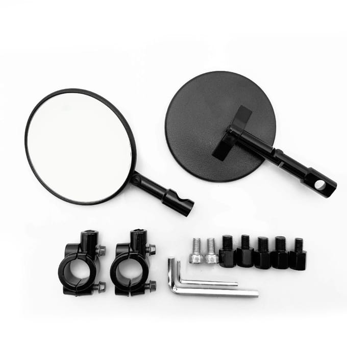 Homtas stuureindspiegels - zwarte plastic - e-goedgekeurd 301-078 Supermoto - 1 paar ronde
