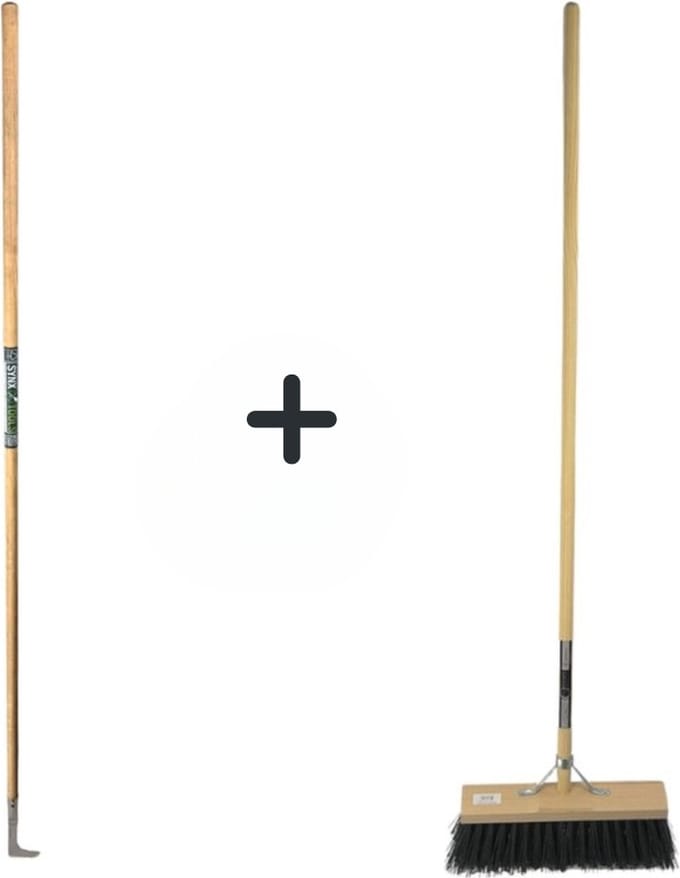 Synx Tools Voegenmes 150cm en Nylon Straatbezem 40cm - Tuingereedschappen - Voegenmes - Straatbezem - Nylon