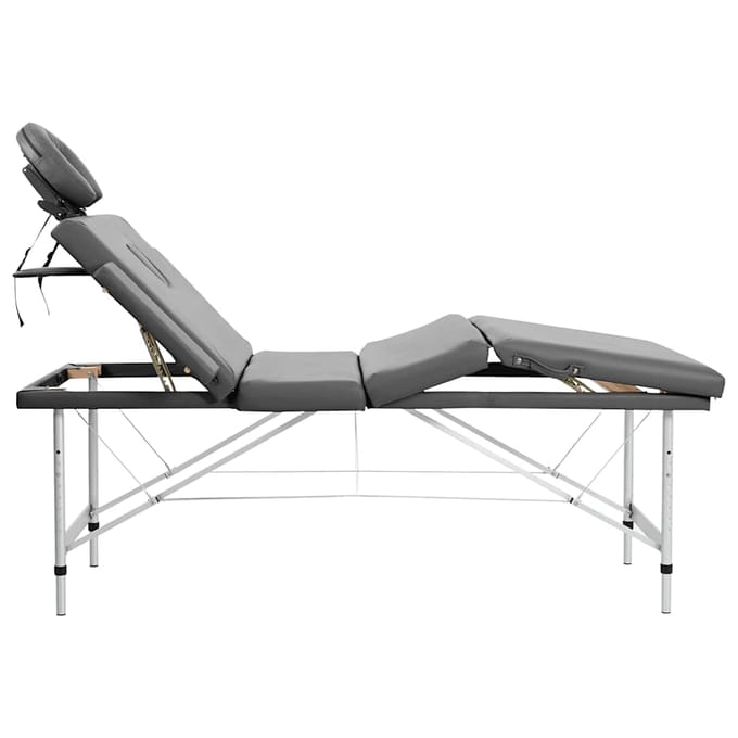 vidaXL - Massagetafel - met - 4 - zones - 186x68 - cm - aluminium - frame - antraciet