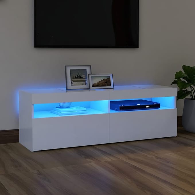 vidaXL - Tv-meubel - met - LED-verlichting - 120x35x40 - cm - wit