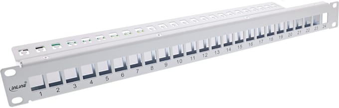 InLine® patchpaneel 24-voudig, Keystone leeg patchpaneel, 19, 1U, lichtgrijs