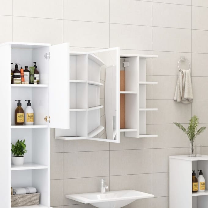 vidaXL - Badkamerspiegelkast - 80x20,5x64 - cm - bewerkt - hout - wit