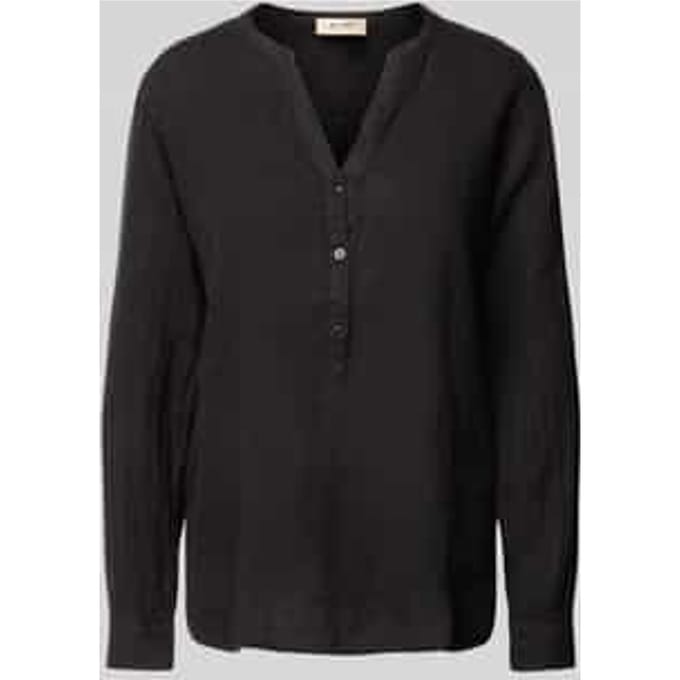 Regular fit linnen blouse met tuniekkraag, model 'Danna'