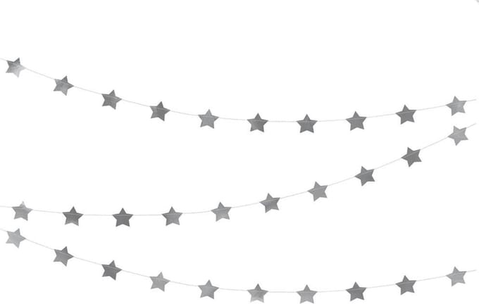 PartyDeco - Slinger Sterren Zilver (3,6 meter)