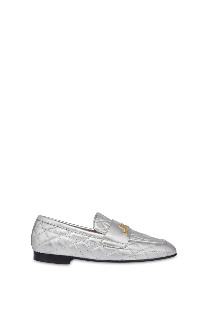 Moschino Laminated Nappa Leather Loafers Silver Größe: 36 | Loafer Outlet | Damen | Grau