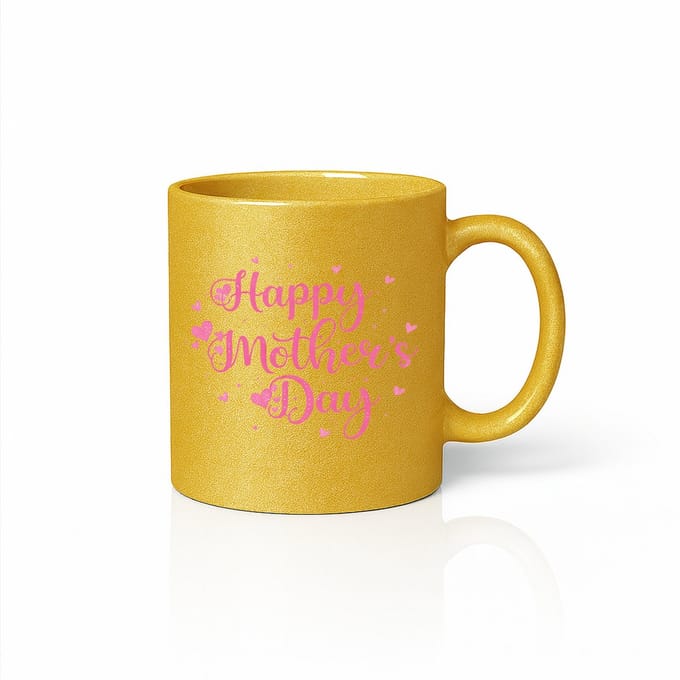 Premium Moederdag Cadeau Mok - Elegant Roze Hartjes Design - Goud
