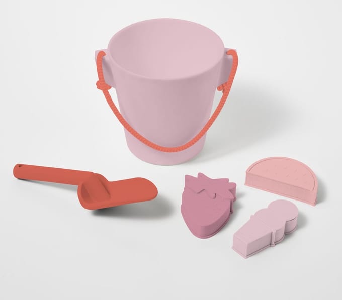 Sunnylife - Kids Splash Time Emmer met Schep Siliconen - Siliconen - Roze -